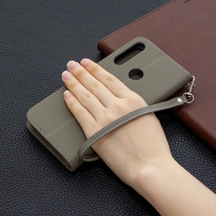 For Huawei Y6P Litchi Texture Pure Color Horizontal Flip PU Leather Case with Holder & Card Slots & Wallet & Lanyard