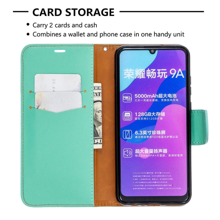 For Huawei Honor 9A Litchi Texture Pure Color Horizontal Flip PU Leather Case with Holder & Card Slots & Wallet & Lanyard