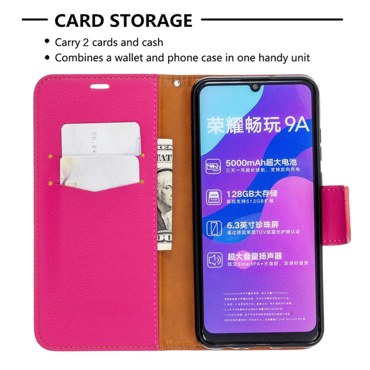 For Huawei Honor 9A Litchi Texture Pure Color Horizontal Flip PU Leather Case with Holder & Card Slots & Wallet & Lanyard