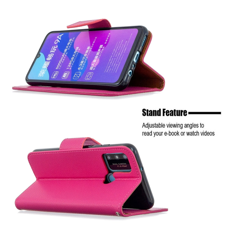 For Huawei Honor 9A Litchi Texture Pure Color Horizontal Flip PU Leather Case with Holder & Card Slots & Wallet & Lanyard