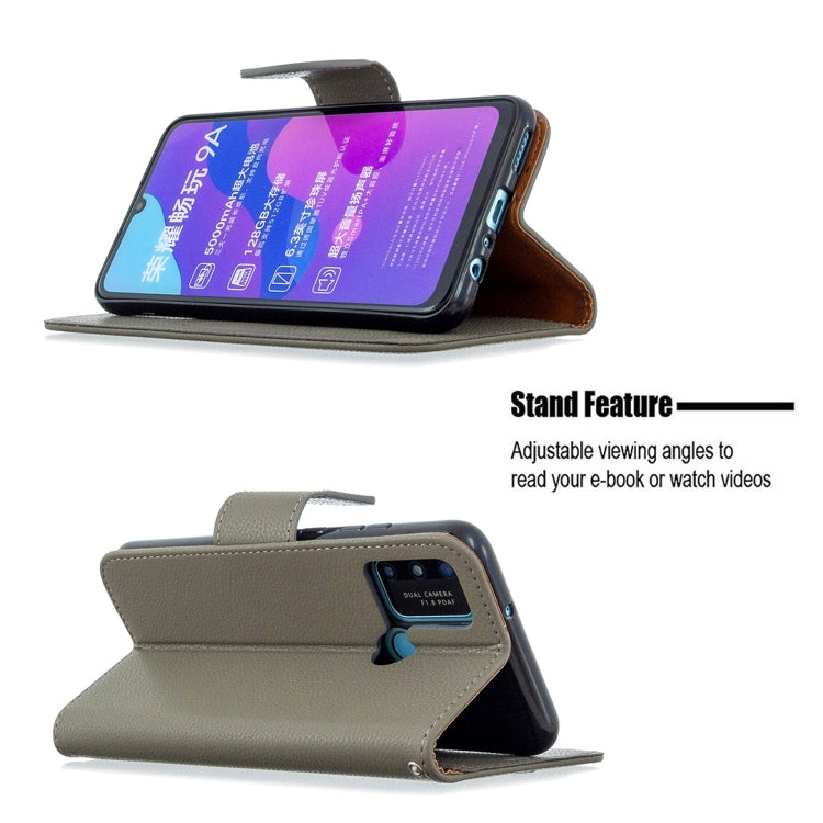 For Huawei Honor 9A Litchi Texture Pure Color Horizontal Flip PU Leather Case with Holder & Card Slots & Wallet & Lanyard