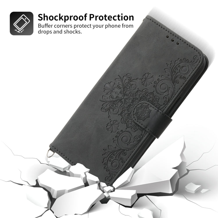 For Xiaomi Redmi 12 4G Skin-feel Flowers Embossed Wallet Leather Phone Case