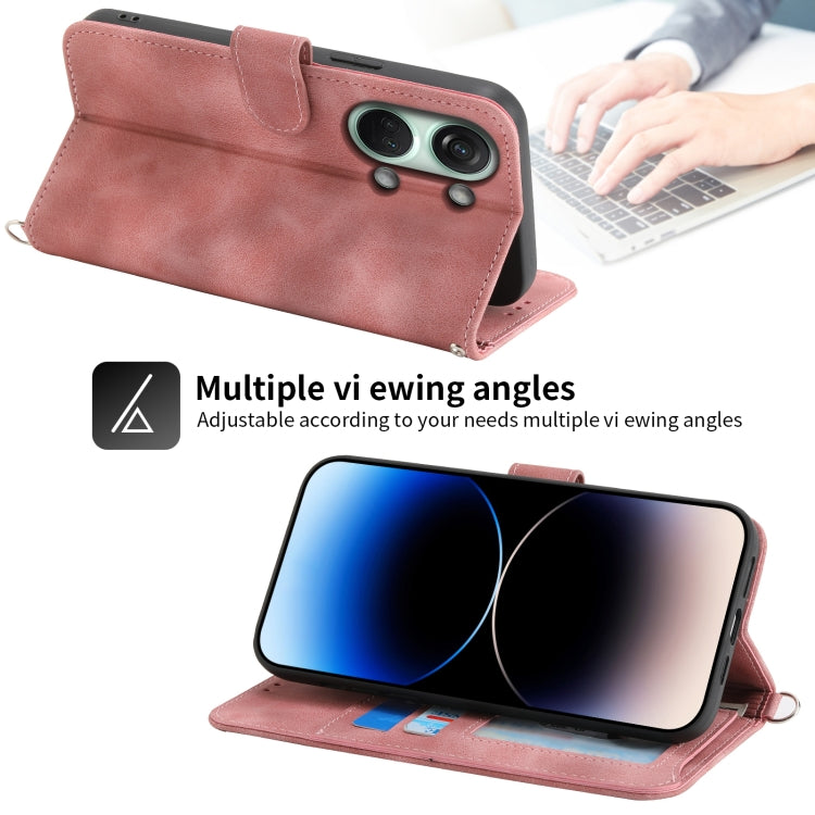 For OnePlus Ace 2V Skin-feel Flowers Embossed Wallet Leather Phone Case