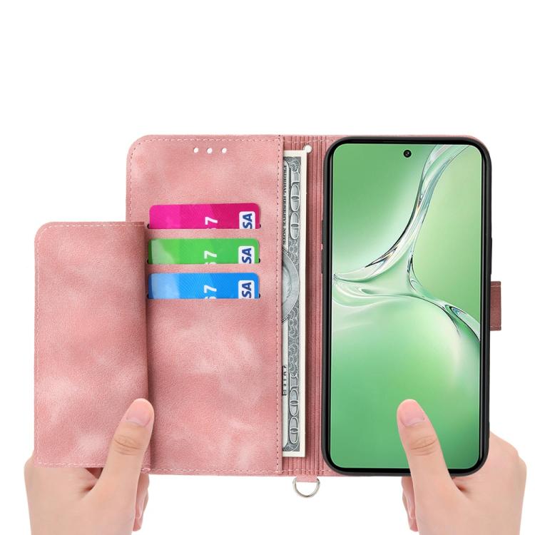 For OnePlus 13R / Ace 5 / Ace 5 Pro Skin-feel Flowers Embossed Wallet Leather Phone Case