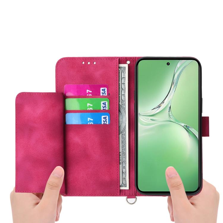 For OnePlus 13R / Ace 5 / Ace 5 Pro Skin-feel Flowers Embossed Wallet Leather Phone Case