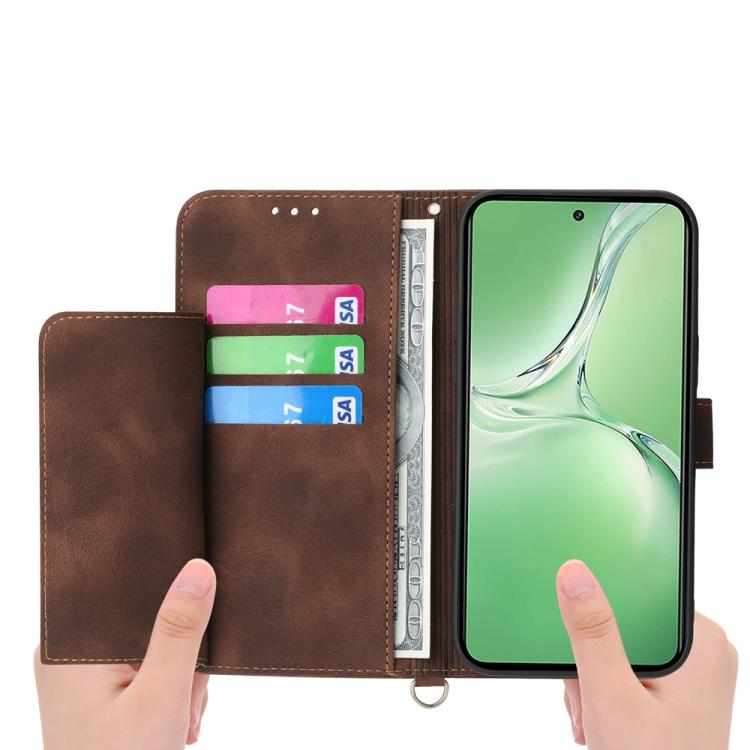 For OnePlus 13R / Ace 5 / Ace 5 Pro Skin-feel Flowers Embossed Wallet Leather Phone Case