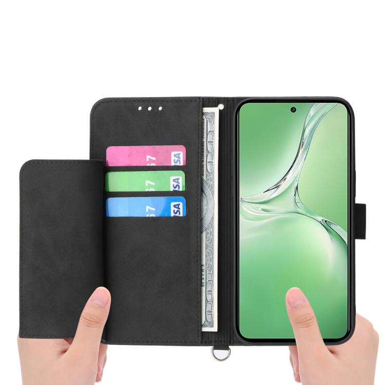 For OnePlus 13R / Ace 5 / Ace 5 Pro Skin-feel Flowers Embossed Wallet Leather Phone Case