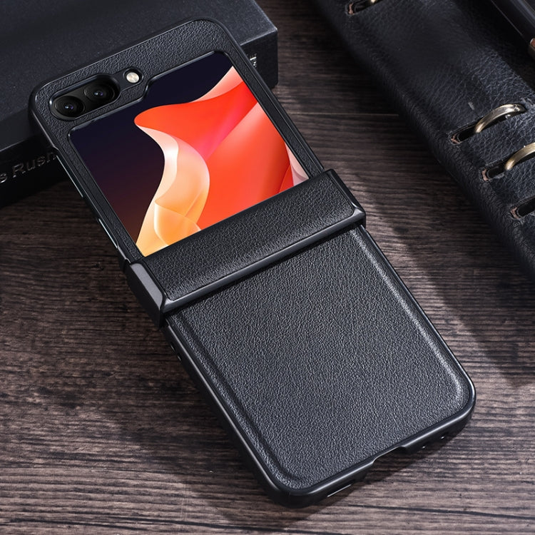 For Samsung Galaxy Z Flip5 Three-stage Folding Leather Texture Phone Case