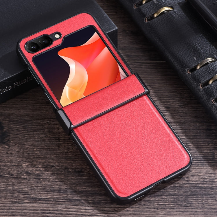 For Samsung Galaxy Z Flip5 Three-stage Folding Leather Texture Phone Case