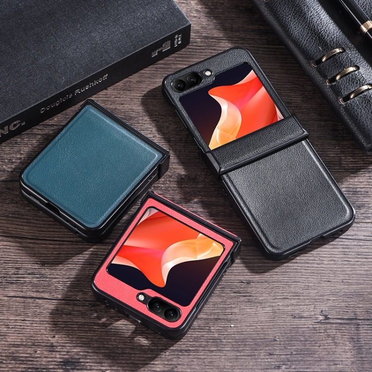 For Samsung Galaxy Z Flip5 Three-stage Folding Leather Texture Phone Case