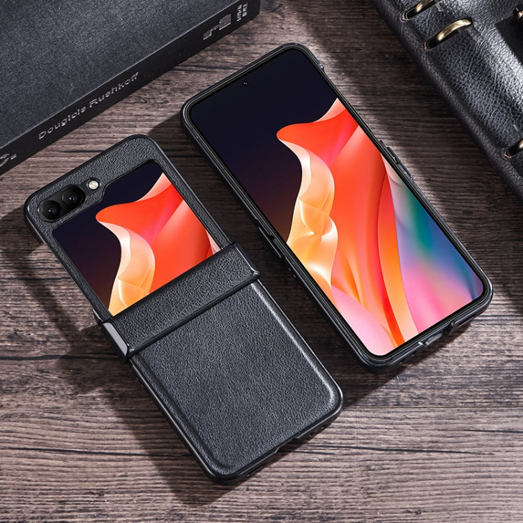 For Samsung Galaxy Z Flip5 Three-stage Folding Leather Texture Phone Case