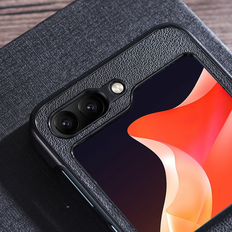 For Samsung Galaxy Z Flip5 Three-stage Folding Leather Texture Phone Case