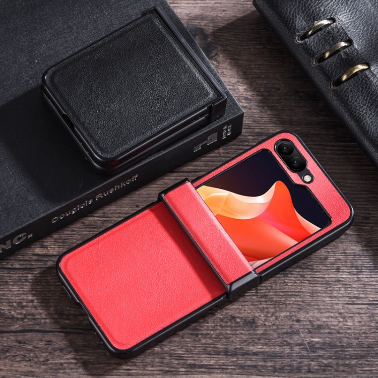 For Samsung Galaxy Z Flip5 Three-stage Folding Leather Texture Phone Case