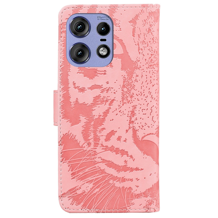For Motorola Edge 50 Pro Tiger Embossing Pattern Flip Leather Phone Case