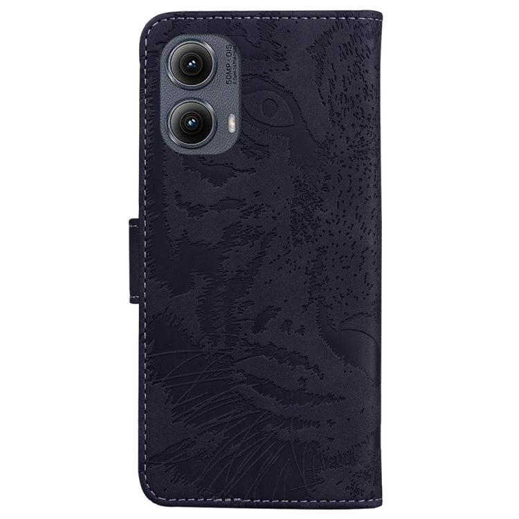 For Motorola Edge 2024 Tiger Embossing Pattern Flip Leather Phone Case