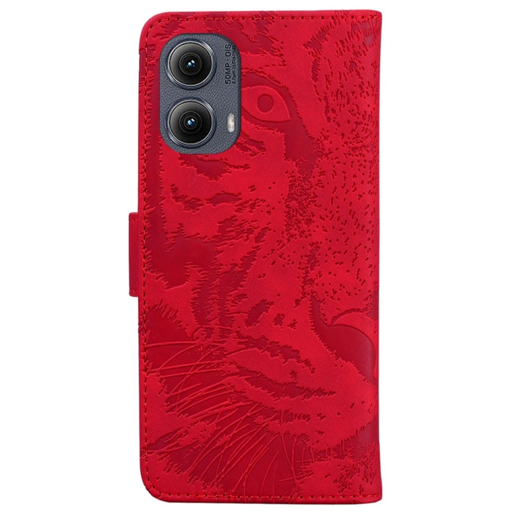 For Motorola Edge 2024 Tiger Embossing Pattern Flip Leather Phone Case