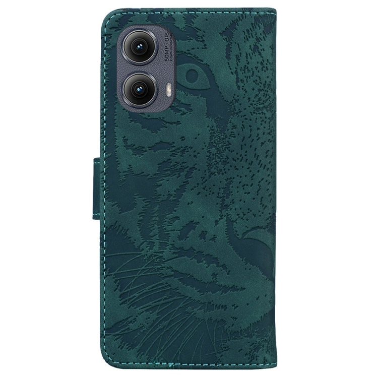 For Motorola Edge 2024 Tiger Embossing Pattern Flip Leather Phone Case