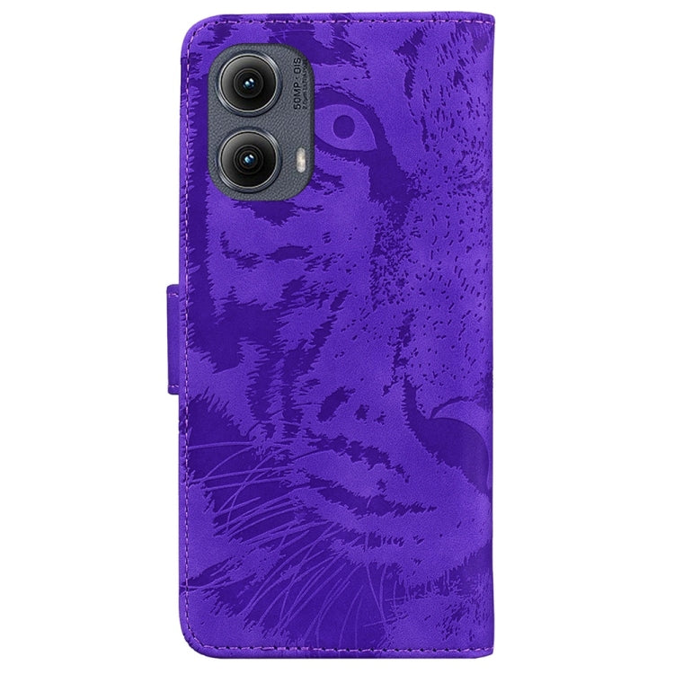 For Motorola Edge 2024 Tiger Embossing Pattern Flip Leather Phone Case