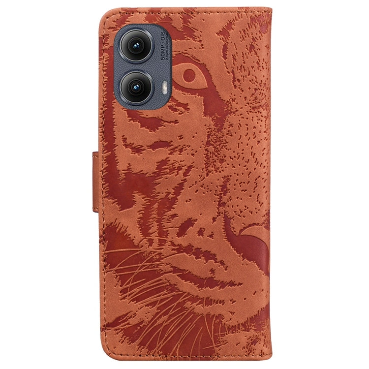 For Motorola Edge 2024 Tiger Embossing Pattern Flip Leather Phone Case