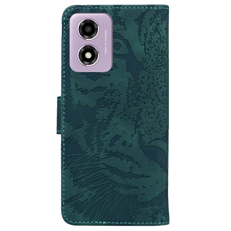 For Motorola Moto G04s / Moto E14 Tiger Embossing Pattern Flip Leather Phone Case