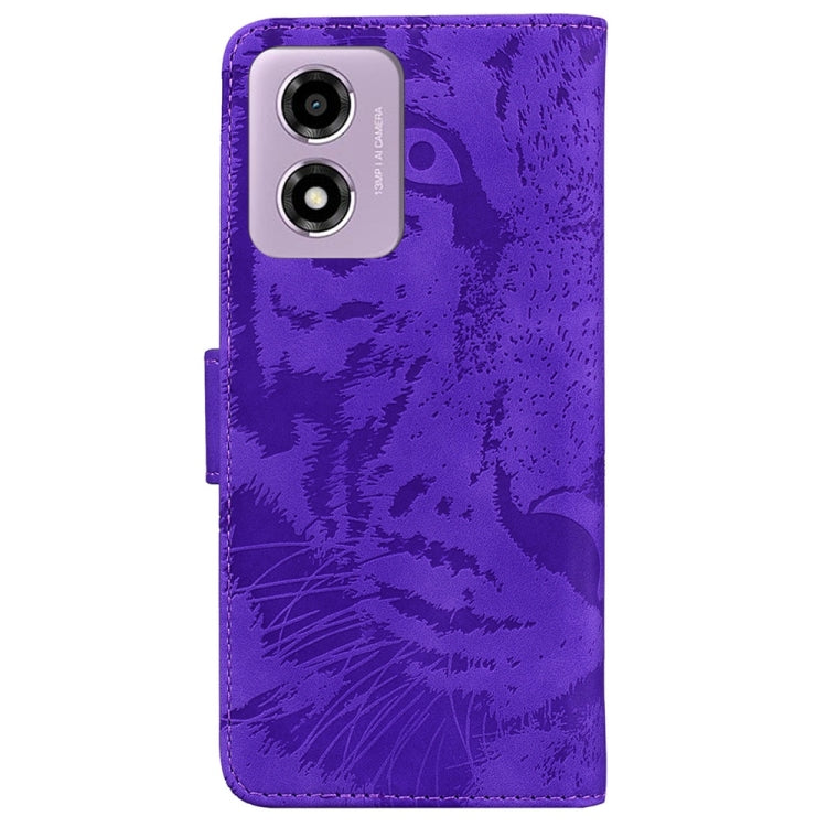 For Motorola Moto G04s / Moto E14 Tiger Embossing Pattern Flip Leather Phone Case