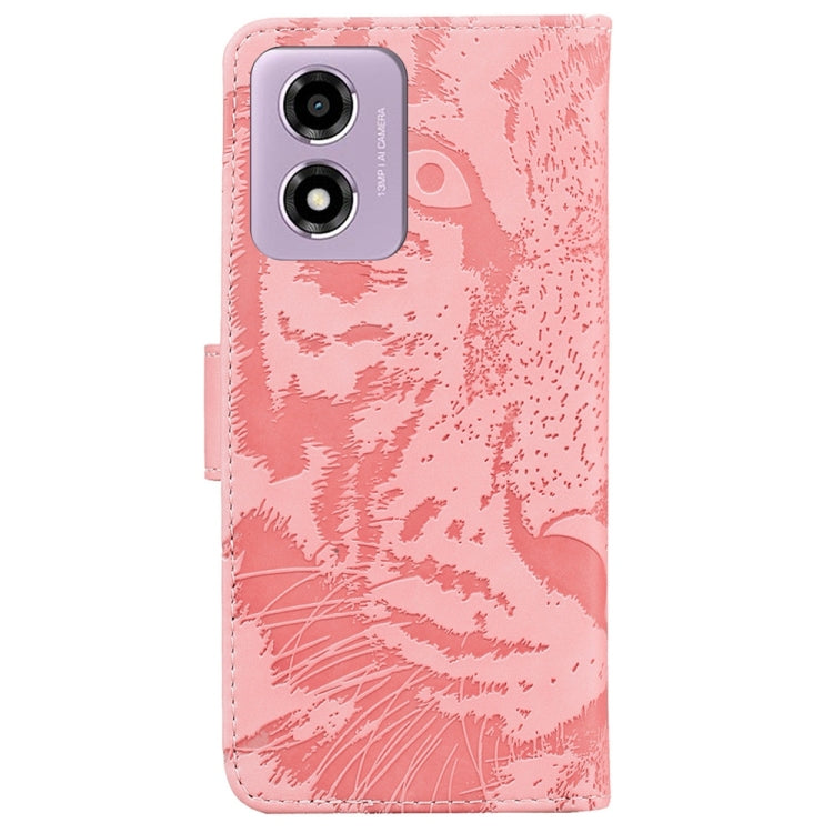 For Motorola Moto G04s / Moto E14 Tiger Embossing Pattern Flip Leather Phone Case