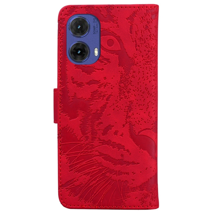 For Motorola Moto G85 Tiger Embossing Pattern Flip Leather Phone Case