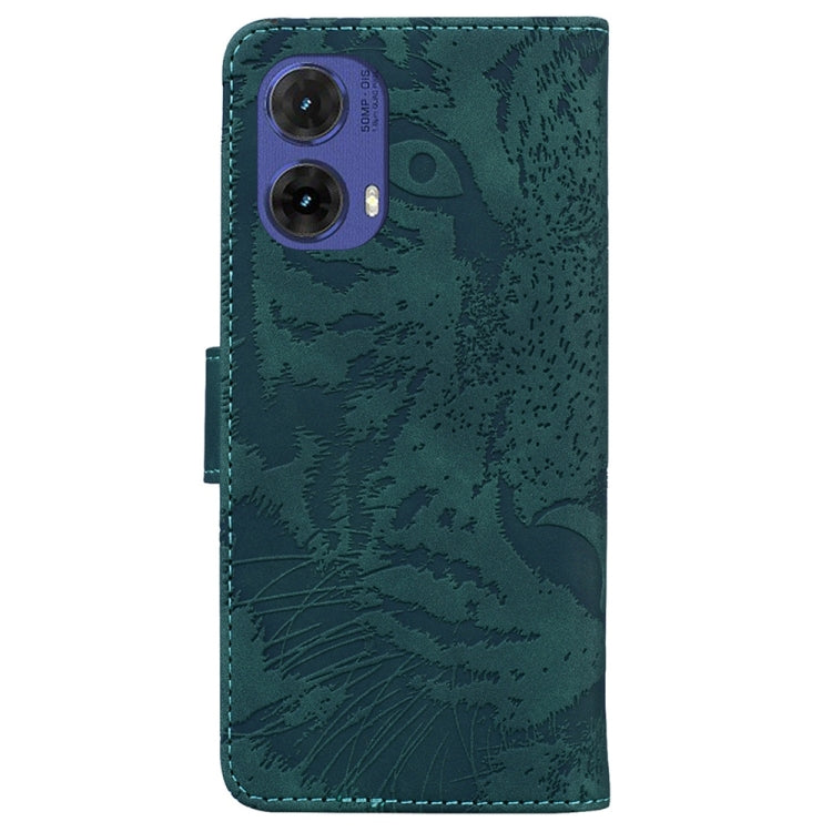 For Motorola Moto G85 Tiger Embossing Pattern Flip Leather Phone Case