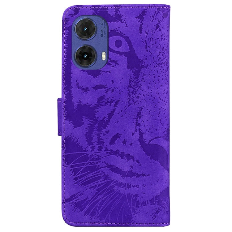 For Motorola Moto G85 Tiger Embossing Pattern Flip Leather Phone Case