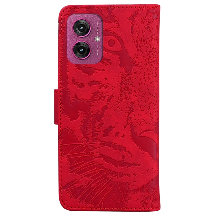 For Motorola Moto G55 Tiger Embossing Pattern Flip Leather Phone Case