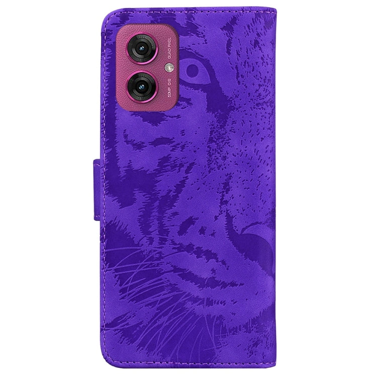 For Motorola Moto G55 Tiger Embossing Pattern Flip Leather Phone Case