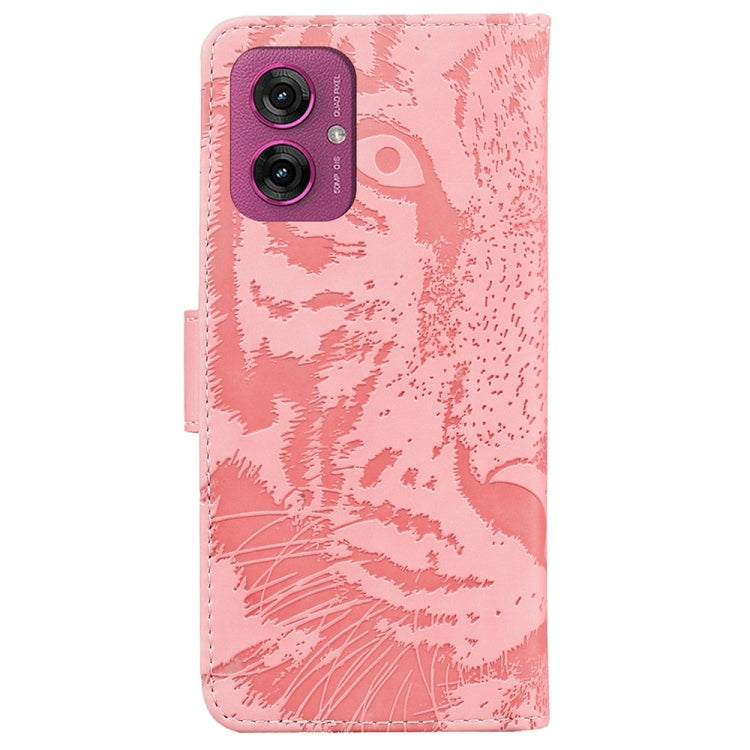 For Motorola Moto G55 Tiger Embossing Pattern Flip Leather Phone Case