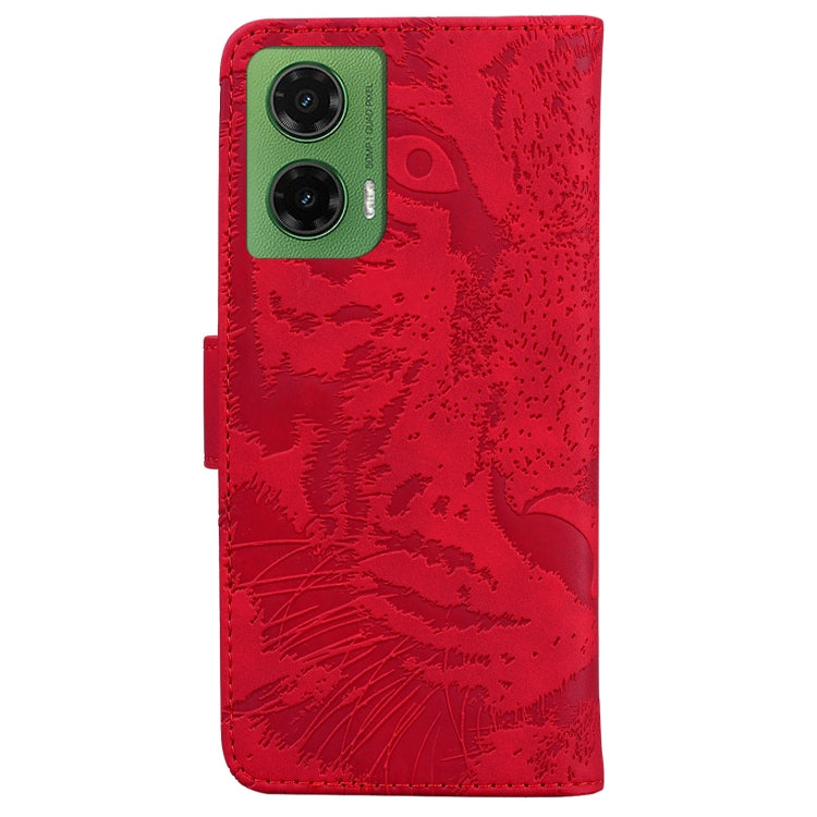 For Motorola Moto G35 Tiger Embossing Pattern Flip Leather Phone Case