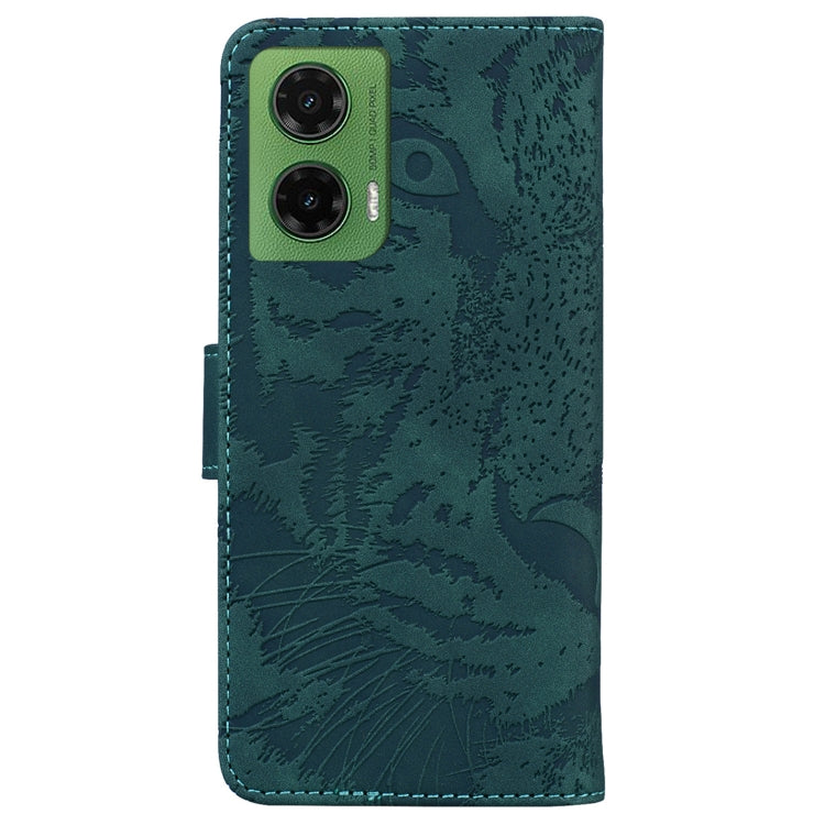 For Motorola Moto G35 Tiger Embossing Pattern Flip Leather Phone Case
