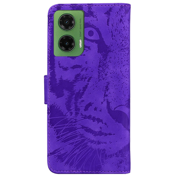 For Motorola Moto G35 Tiger Embossing Pattern Flip Leather Phone Case
