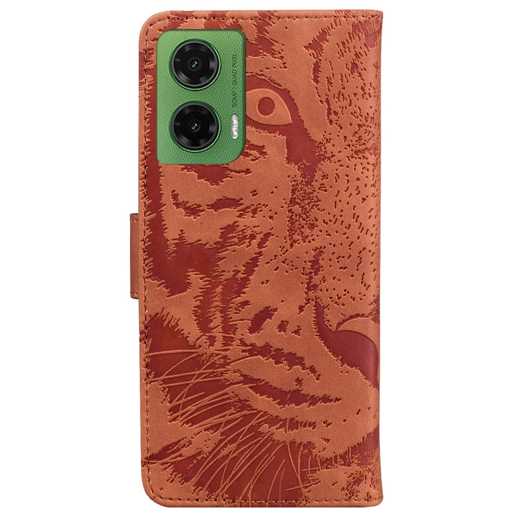 For Motorola Moto G35 Tiger Embossing Pattern Flip Leather Phone Case