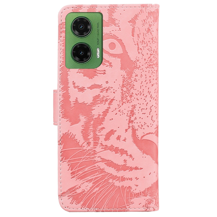For Motorola Moto G35 Tiger Embossing Pattern Flip Leather Phone Case