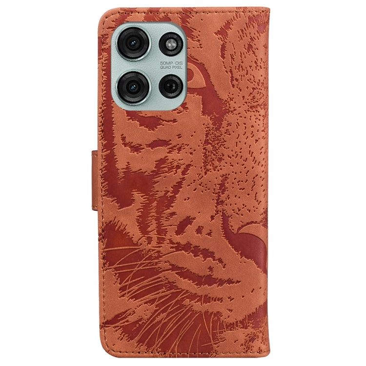 For Motorola Moto G75 5G Tiger Embossing Pattern Flip Leather Phone Case