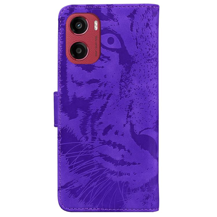 For Motorola Moto G05 / E15 Tiger Embossing Pattern Flip Leather Phone Case