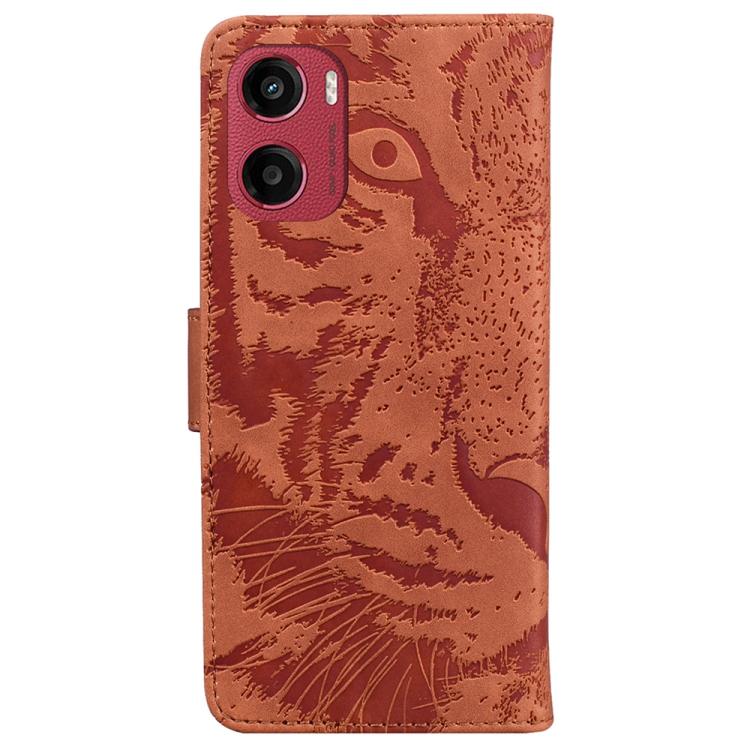 For Motorola Moto G05 / E15 Tiger Embossing Pattern Flip Leather Phone Case
