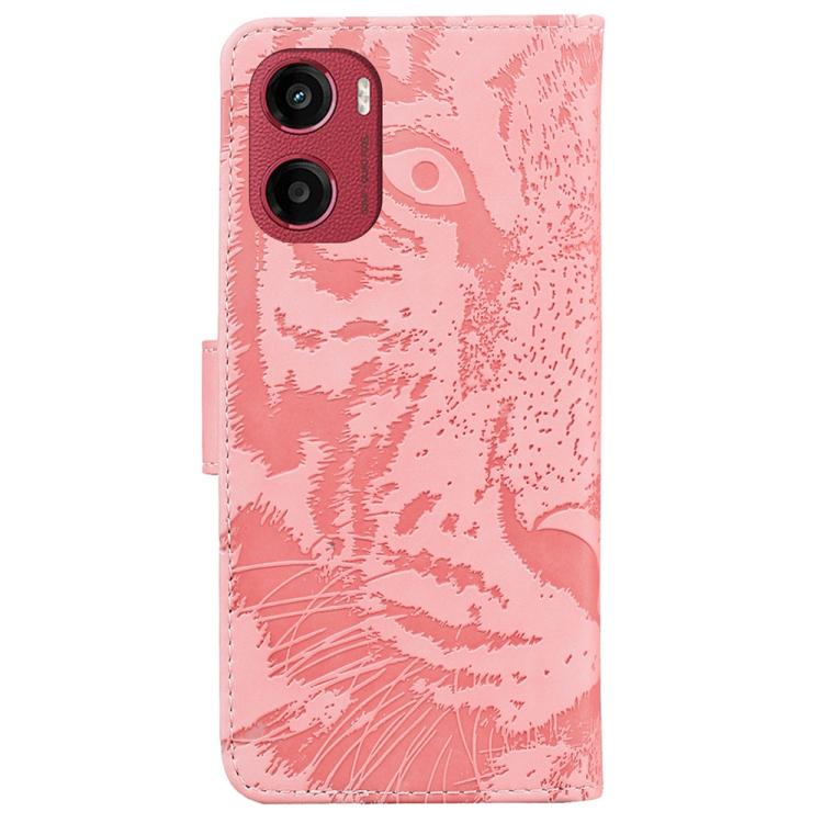 For Motorola Moto G05 / E15 Tiger Embossing Pattern Flip Leather Phone Case