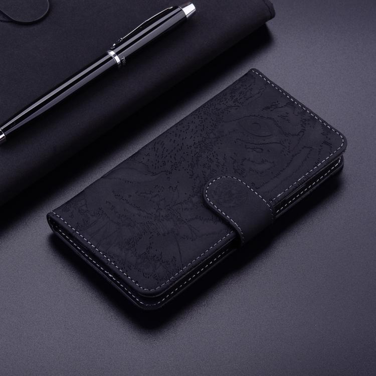 For Motorola Moto G15 Tiger Embossing Pattern Flip Leather Phone Case