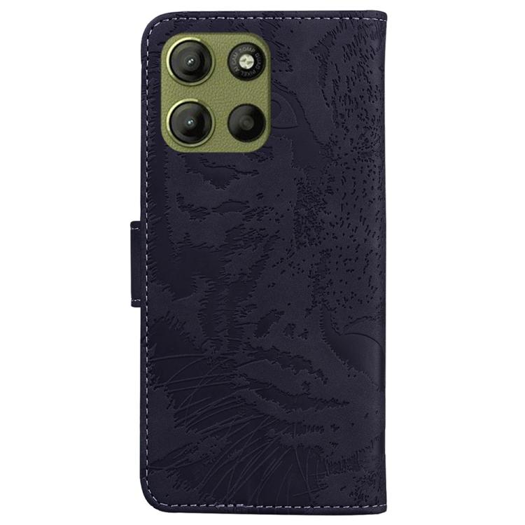 For Motorola Moto G15 Tiger Embossing Pattern Flip Leather Phone Case