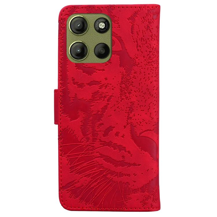 For Motorola Moto G15 Tiger Embossing Pattern Flip Leather Phone Case