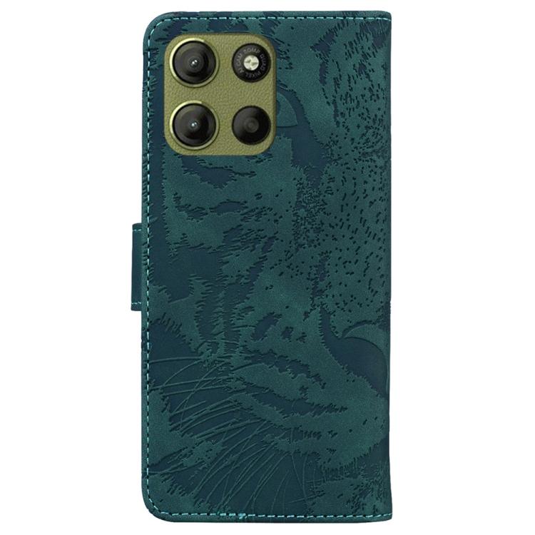 For Motorola Moto G15 Tiger Embossing Pattern Flip Leather Phone Case