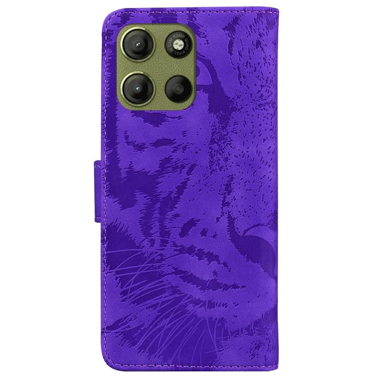 For Motorola Moto G15 Tiger Embossing Pattern Flip Leather Phone Case