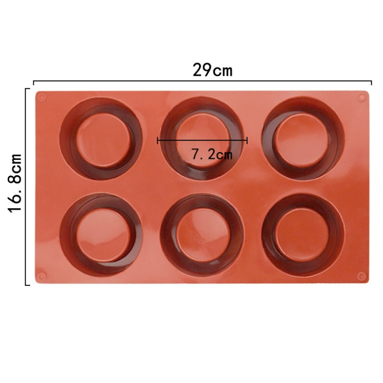 6 Cups Muffin Cake Cup Mold Baking Mold(Brick Red)