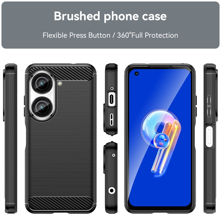 For Asus Zenfone 10 Brushed Texture Carbon Fiber TPU Case