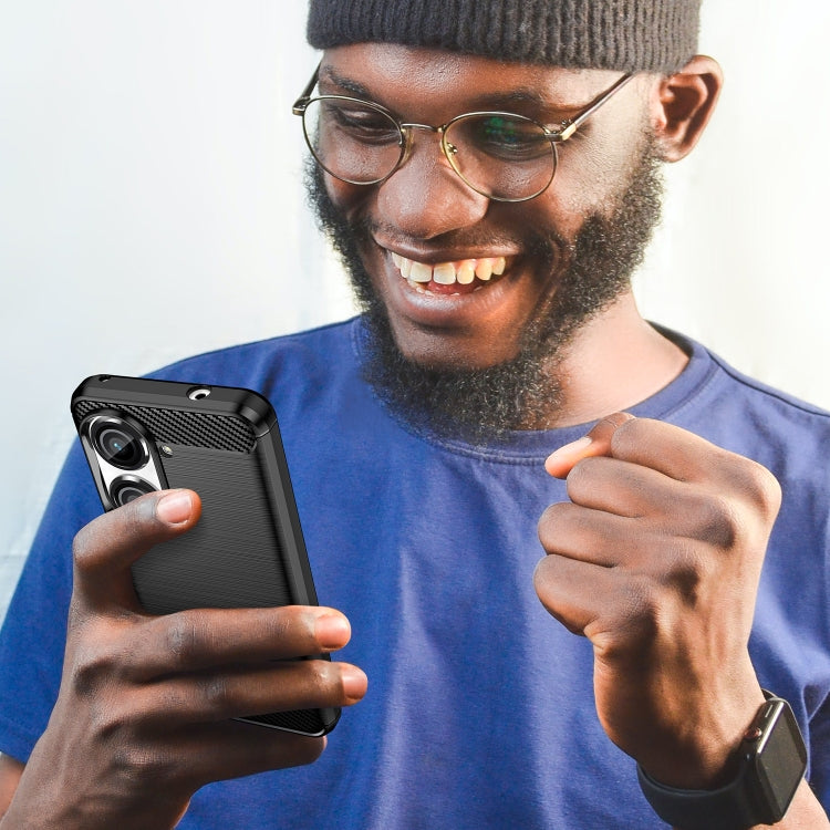 For Asus Zenfone 10 Brushed Texture Carbon Fiber TPU Case