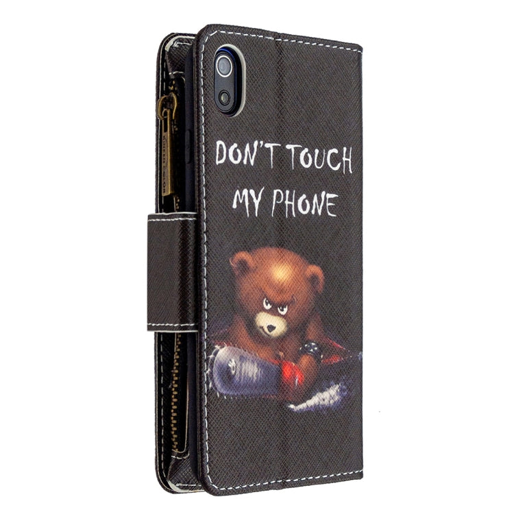 For Xiaomi Redmi 7A Colored Drawing Pattern Zipper Horizontal Flip Leather Case with Holder & Card Slots & Wallet